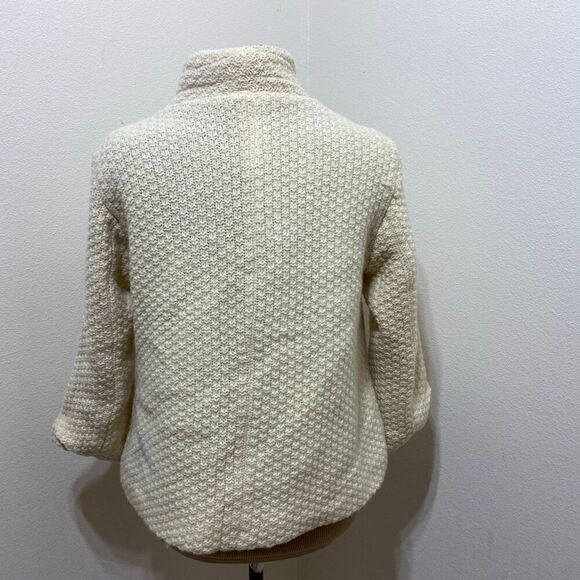 FREE PEOPLE Lambs Wool Ivory 1-button Sweater Pockets Bell Sleeves Size Medium - Picture 6 of 9